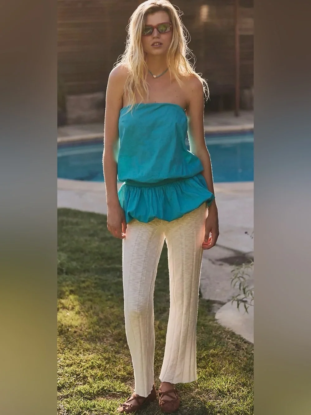 Free People Free Est Bea Bubble Tunic Top Scuba Sail Boho Festival M NWT - Picture 2 of 10